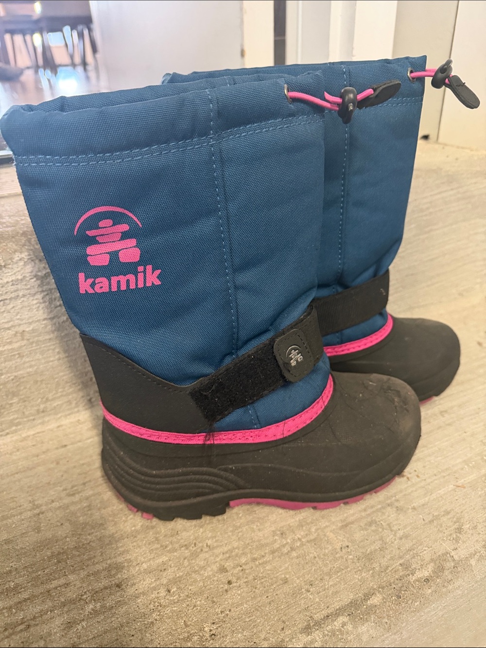 Kamik Navy and Pink Kids Winter Boots